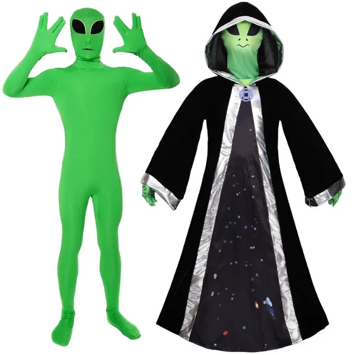 

2026 New Product Green Alien Horror Costume Halloween Performance Attire - One-piece Tight Clothing - Cosplay Green Alien Cloak