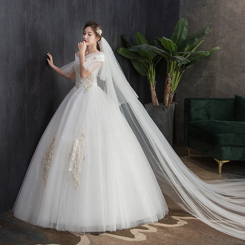 Vestido De Novia elegante con hombros descubiertos, vestidos De Novia clásicos De encaje De tul, largo hasta el suelo, Sukienka Na Wesele 2023