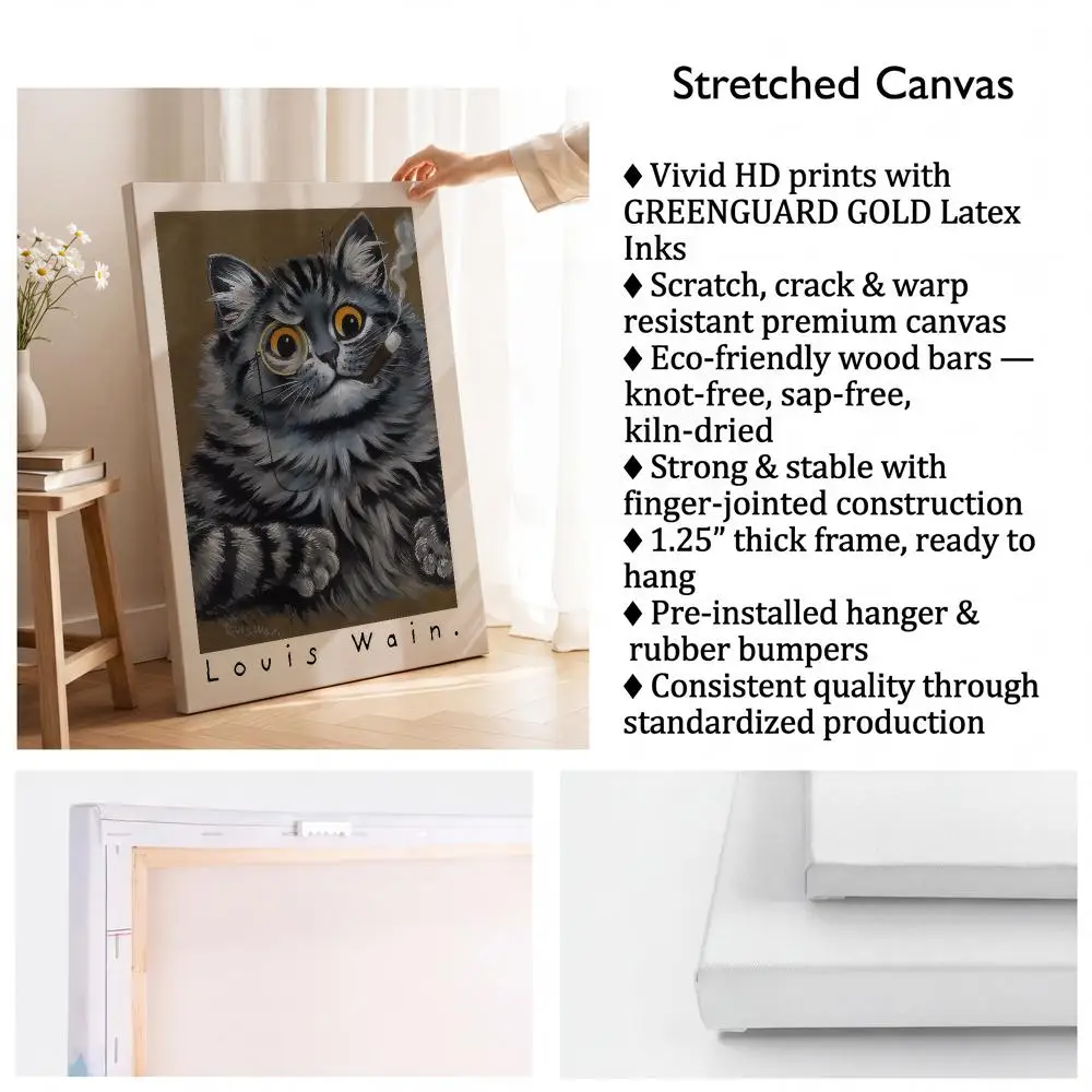 Louis Wain Ginger Kaleidoscope Cat Painting Calligraphy Inner Frame Painting Perfect For Living Room Bedroom House Wall Decor