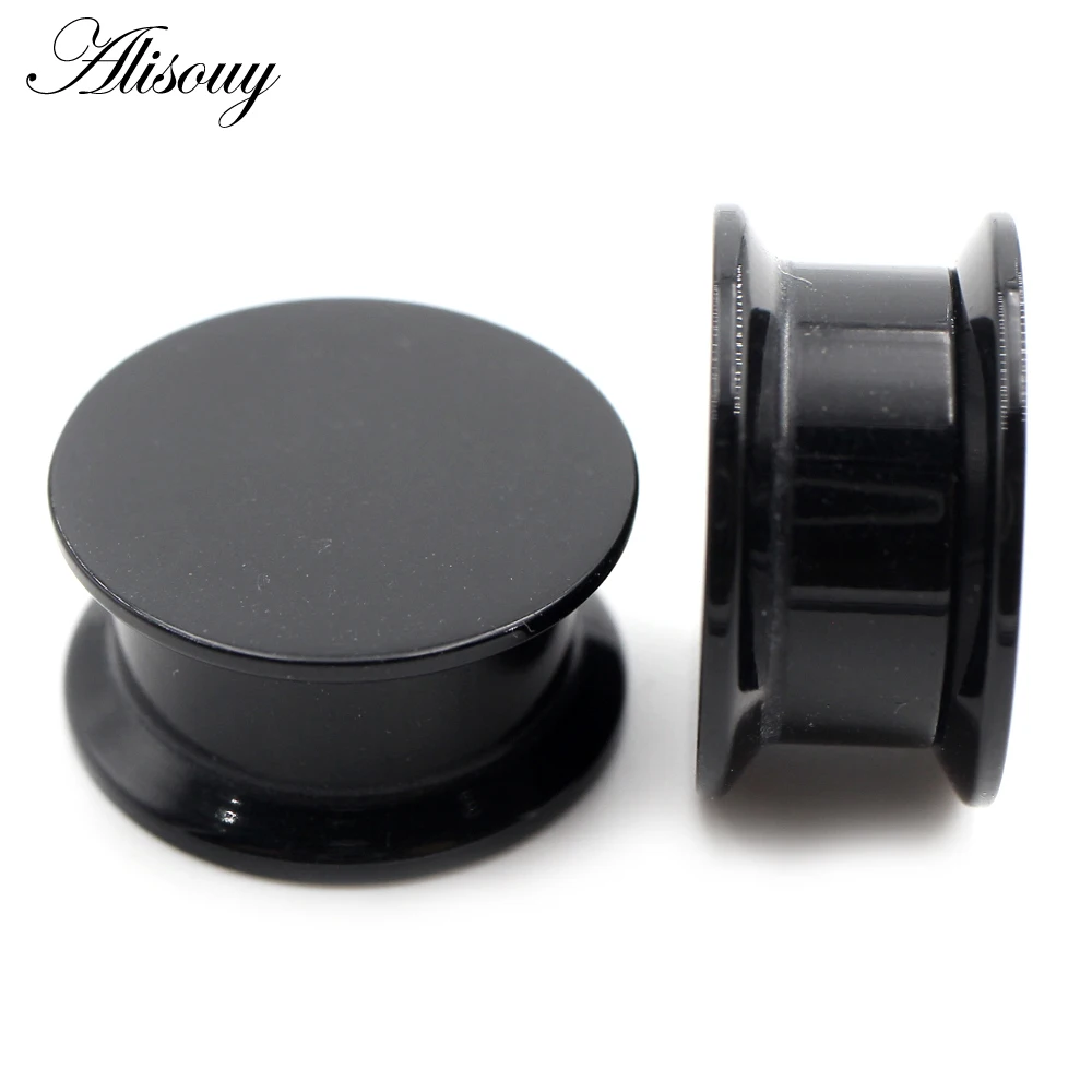 Alisouy 2PCS 3-24mm Black Acrylic Internal Thread Double Flared Ear Tunnel Plugs Expander Stretcher Gauges Piercing Body Jewelry