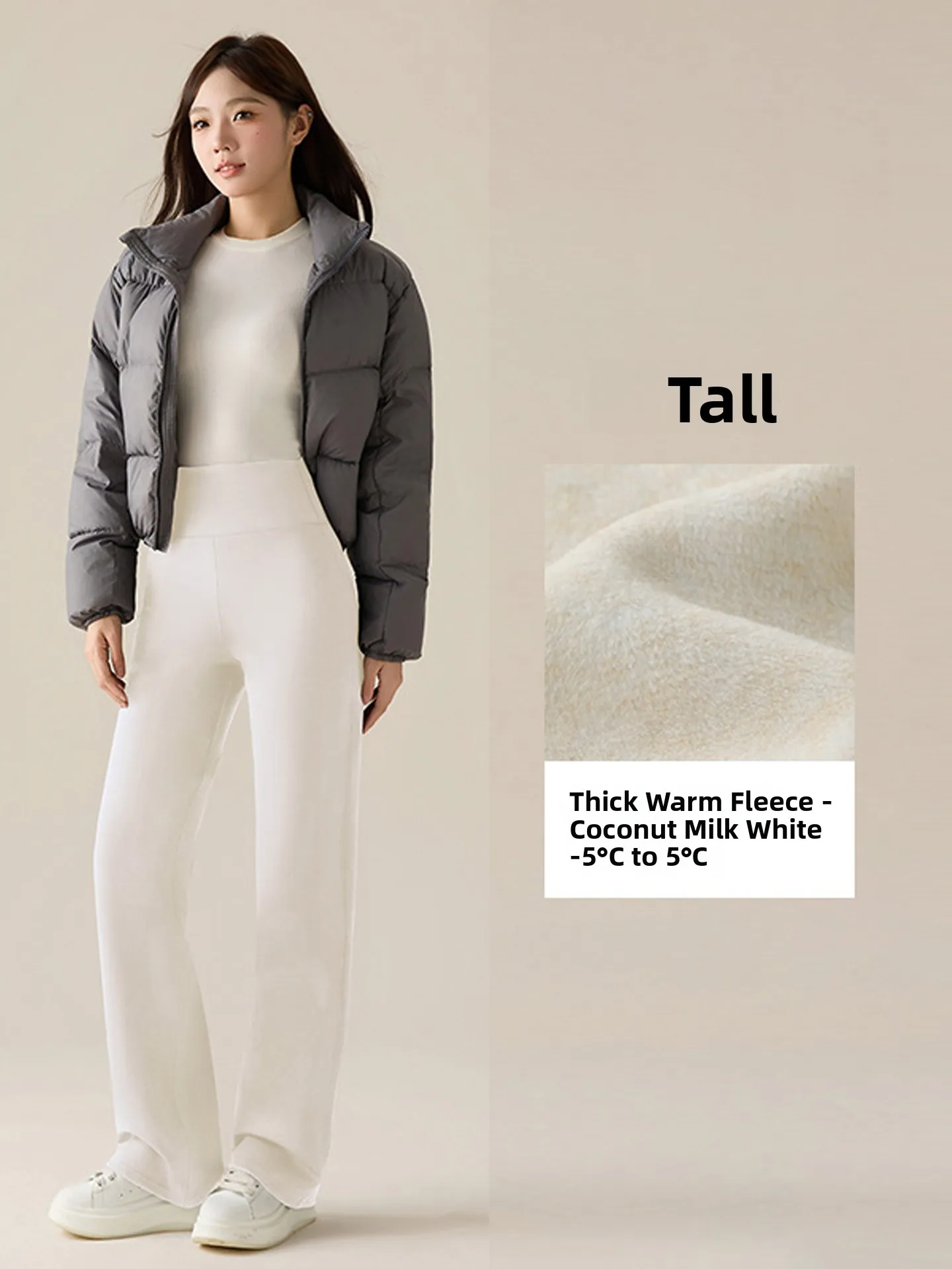 

White Extended Thiened Fce Yoga Pants High Waist Straight Leg Women's Outerwear Autumn Winter Warm Loose Base Layer