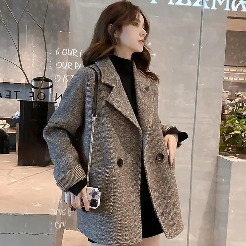 Women's Autumn/Winter 2024 New Loose-Fit Thickened Woolen Suit Jacket Casual Western-Style Fashion Outerwear From China