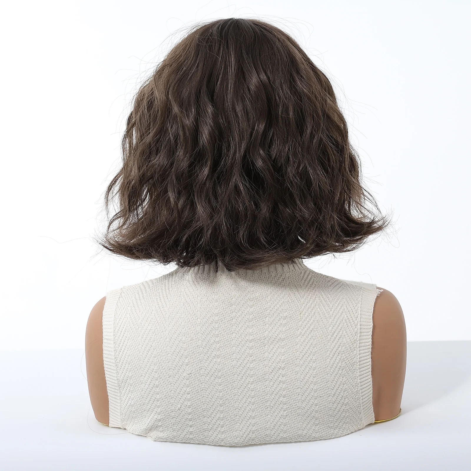 Short Curly Wigs Black Brown Wig Synthetic Wavy Wig Lolita Fake Hair With Bangs For Women Daily Party Cosplay Use Heat Resistant
