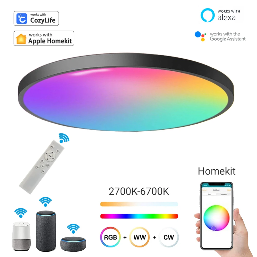 

LED Ceiling Lamp Smart WiFi Ceiling Chandelier RGBCW Dimmable Lights Cozylife APP Remote Control for Homekit Alexa Google