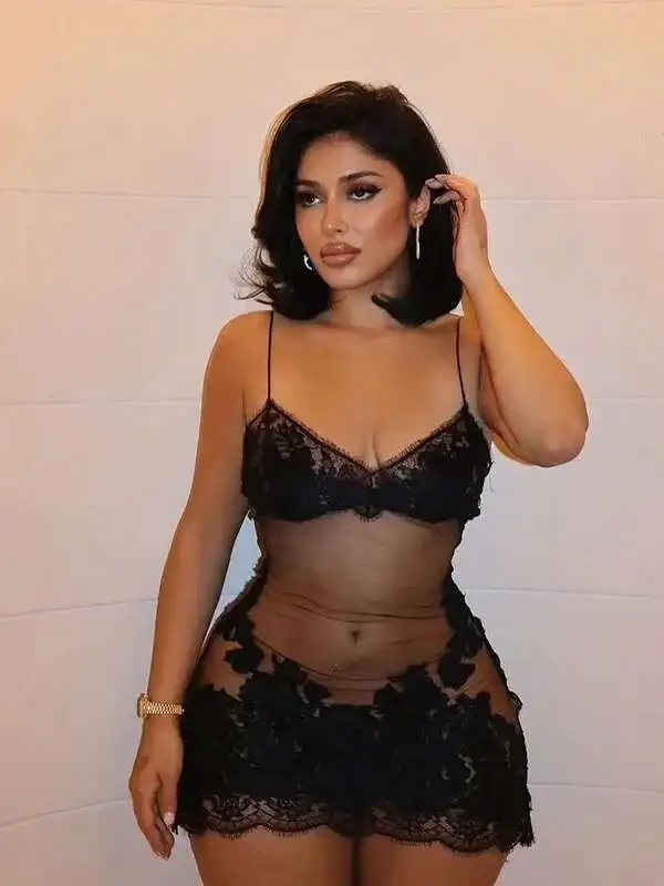 Sexy Mesh Kant Doorzichtige Hemdje Jurk Elegante V-hals Hoge Taille Slanke Bodycon Jurk Hot Girl Korte Jurk Sheer Sweet 7SWX