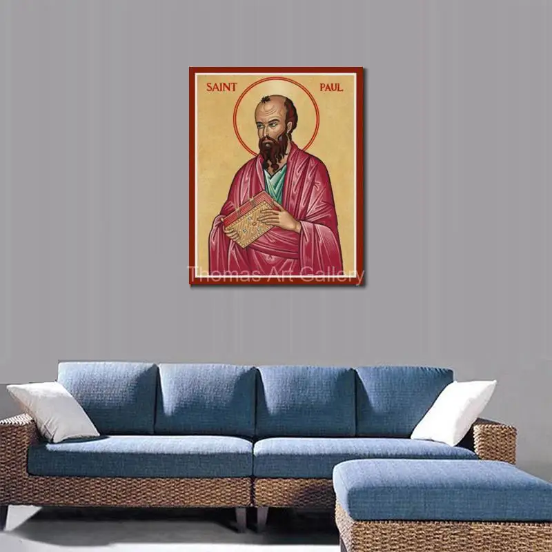 Greek Orthodox Saints Peter & Paul Icon HD Canvas Print with Keys and Sword Byzantine Art for Church Home Altar Cathedral Decor