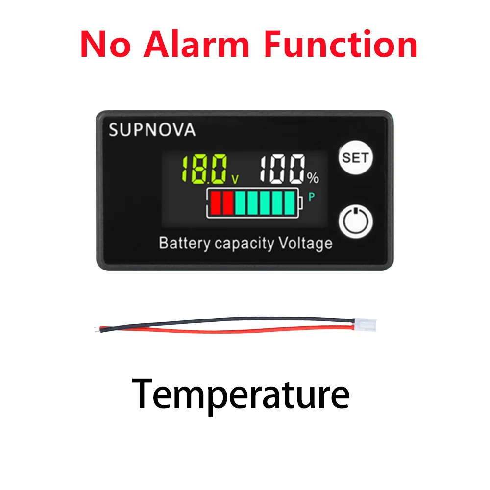 Indicateur de capacité de batterie LCD 6133A, alarme de température, DC 8V-100V, plomb-acide, lithium, voltmètre veFePO4, jauge de tension, version