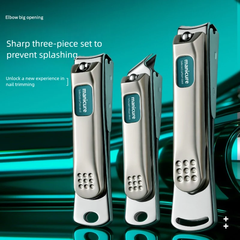 Premium Zinc Alloy Nail Clipper Set, Splash Proof Manicure Cutters Kit Household Nail Tools for Men
