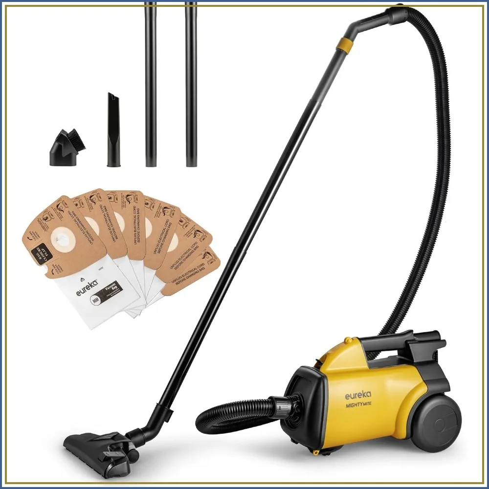 Lightweight Canister Vacuum, Powerful 12-Amp Motor for Carpets & Hard Floors, 8.6 lbs, Includes Attachments