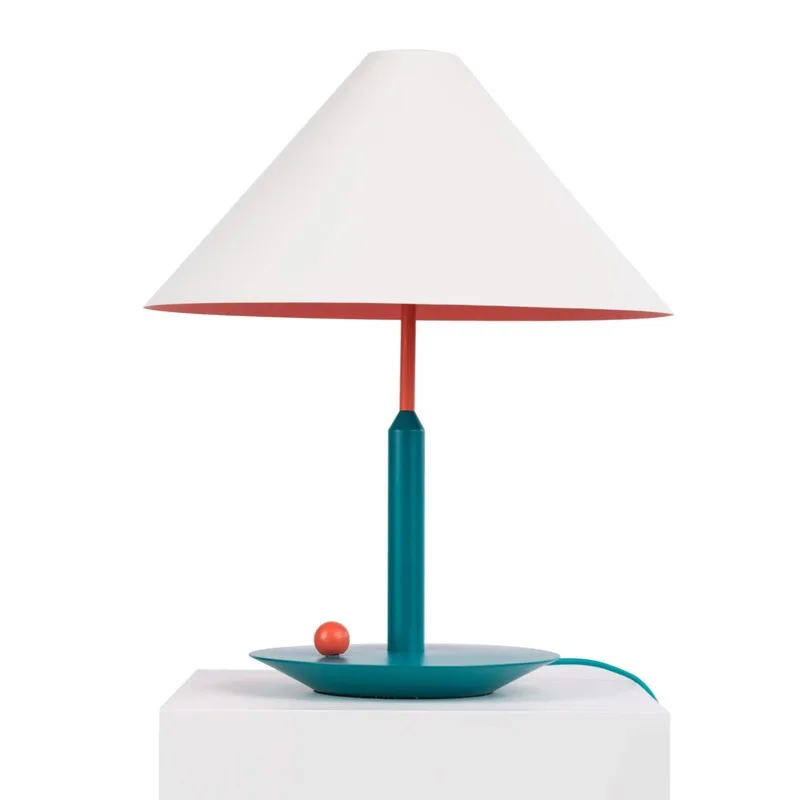 Simple color personalized room desk, bedroom creative bedside color contrast designer hat umbrella lamp