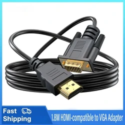 HDMI-Compatible to VGA Adapter Connecto Line Converter Cable 1.8M FHD 1920*1080P For Desktop Laptop PC TV Monitor Projector