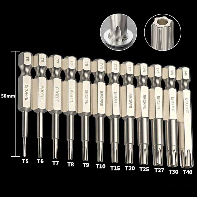 11/12Pcs Torx Screwdriver Set T5-T40 1/4 Inch Security Bit Set Tamper Proof Screwdriver Drill Bit Screw Driver Bits