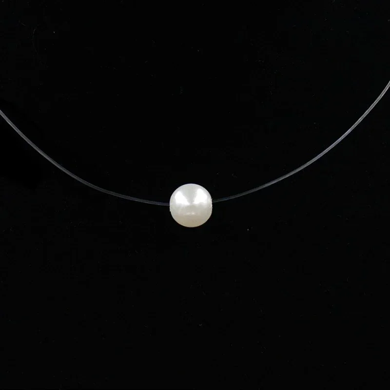 Zircon Stone Transparent Invisible Fishing Line Pearl Choker Women Vintage Trendy Elegant Crystal Necklace Wedding Necklaces