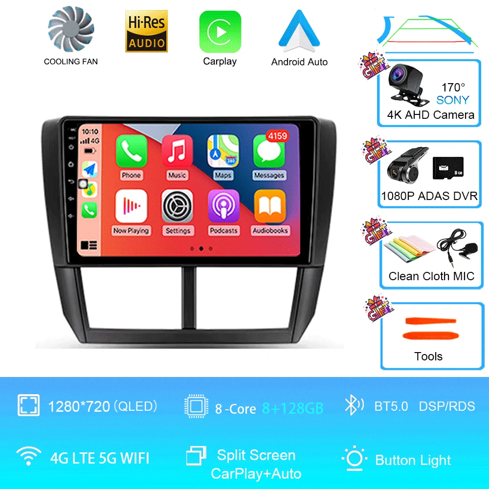 Auto radio Android 16 Carplay voor Subaru Forester 3 SH 2007-2013 voor Impreza GH GE 2 Din multimediaspeler 2 din head unit