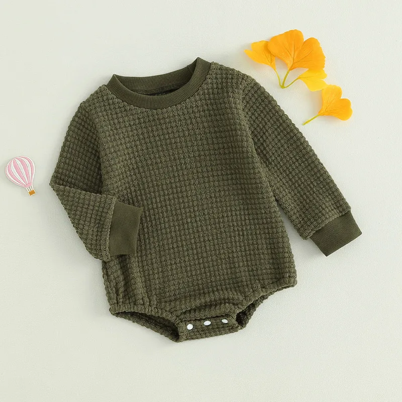 RUEWEY Newborn Baby Boy Bodysuit Spring Autumn Clothes Infant Solid Color Long Sleeve Jumpsuit for Kids Baby Items Clothing