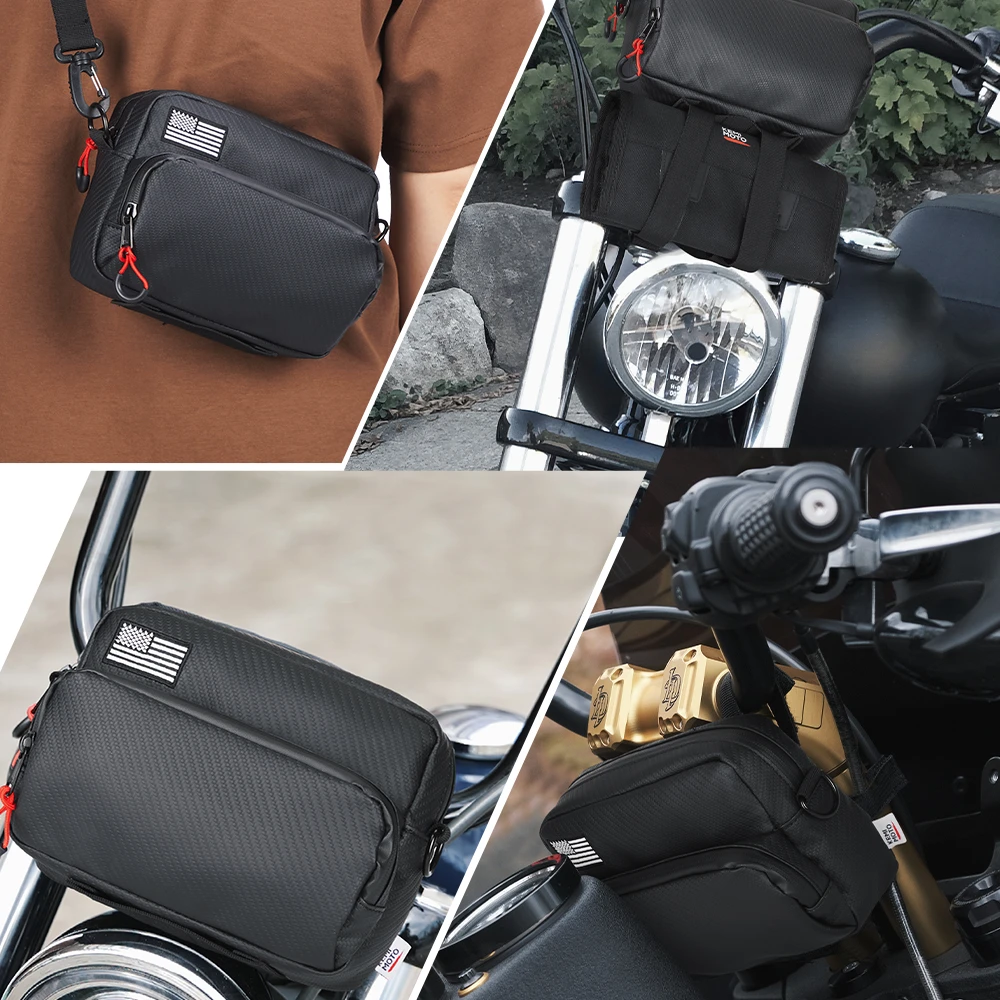 Universal Motorcycle Handlebar Tool Bags Sissy Bar Bag Front Fork Storage Bags for Cruiser Softail Sportster Dirt Bike Bicycle