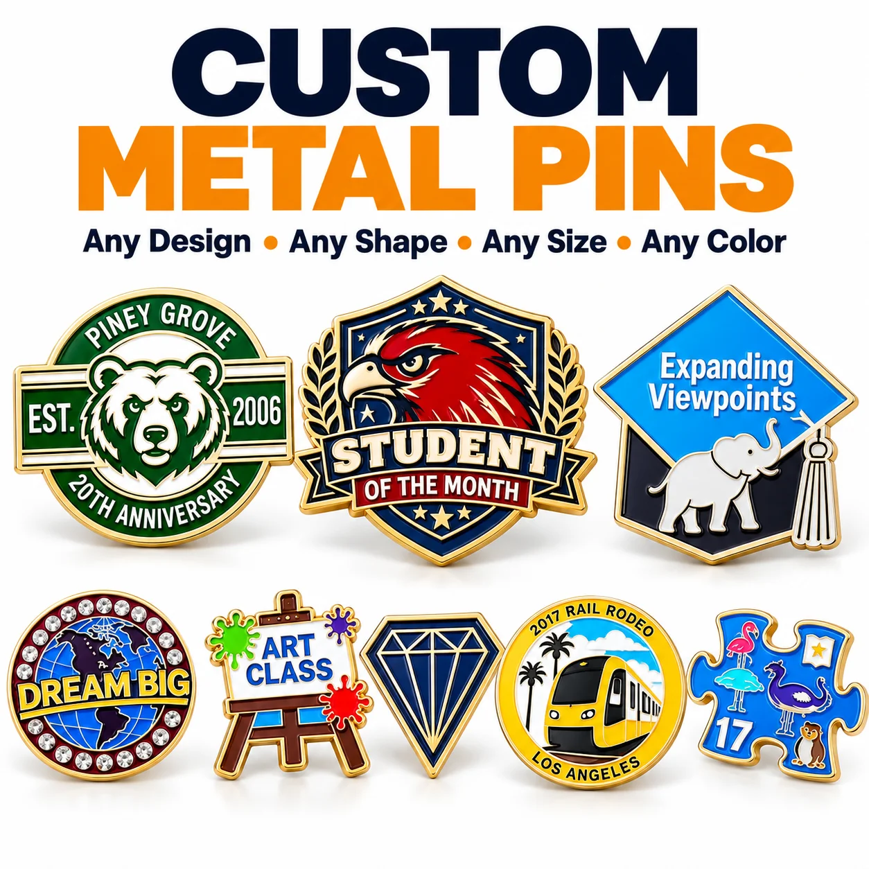 Custom Enamel Pins Personalized Logo Metal Lapel Pins Soft Hard Enamel Badges Wholesale Custom Pin Manufacturer MOQ 100PCS