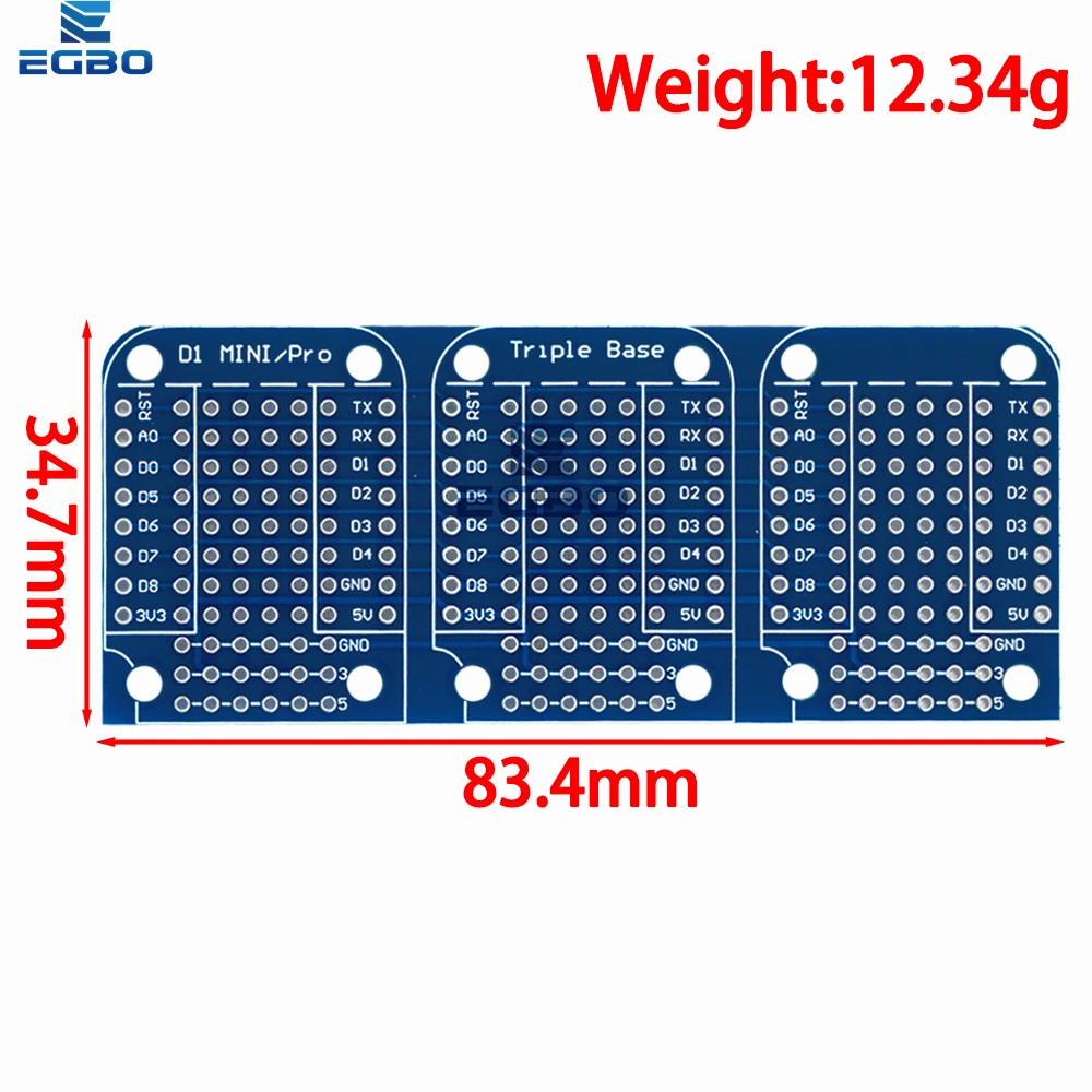 WeMos D1 درع صغير ثلاثي الطبقات |   بروتوبوارد مزدوج الجوانب لنماذج أوليية متوافقة مع Arduino للإلكترونيات التي تصنعها بنفسك