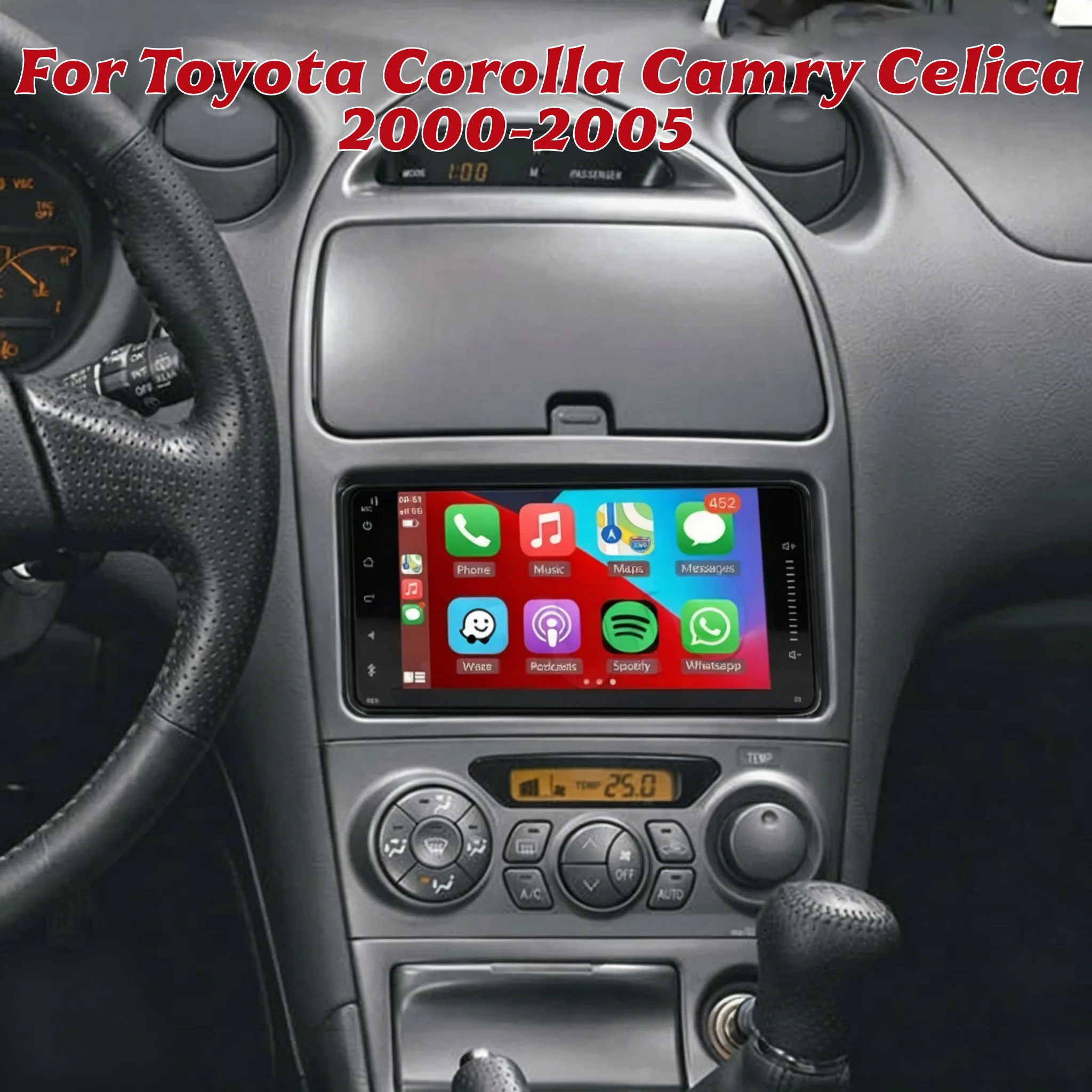 Multimedia Player 7inch Wireless Apple Carplay Car Stereo Radio For Toyota Corolla Camry Celica 2000-2005 2DIN Android 15 GPS