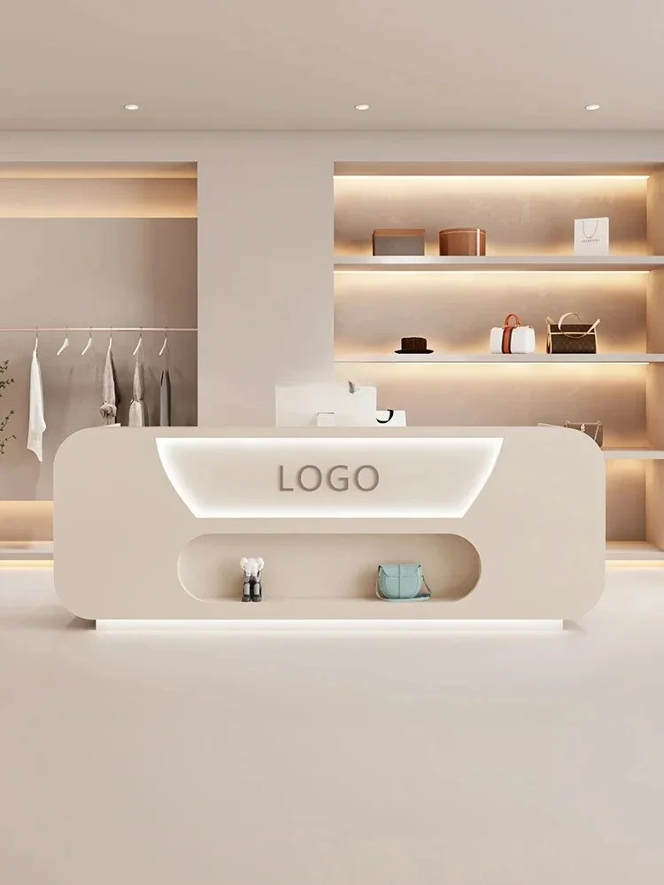 TTTTCashier Clothing Store Front Desk Shopping Guide Desk Simple And Light Luxury Beauty Salon Reception Desk