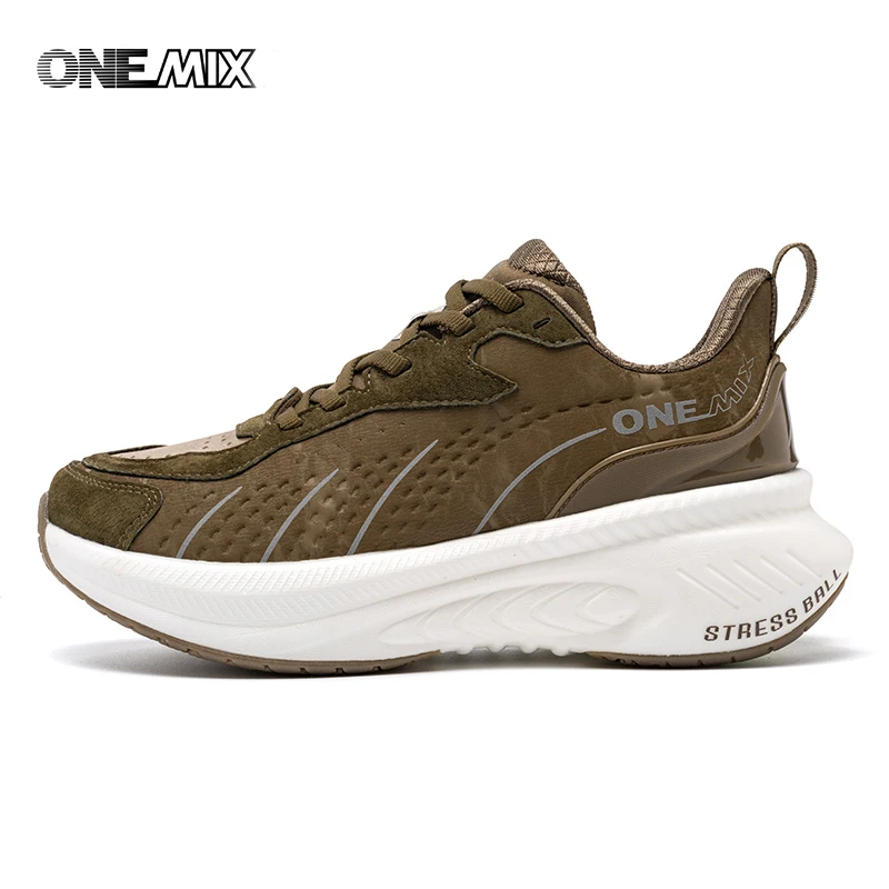 ONEMIX-Chaussures de course en cuir pour hommes et femmes, baskets d'entraînement, de sport, de marche, de jogging, chaudes, résistantes à l'usure, collection hiver 2024