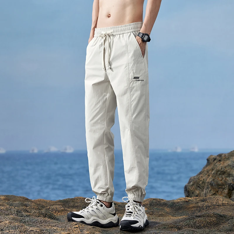 2024 Summer Ice Silk Pants Men's Thin Quick Drying Sports Trendy Pants, Loose Toe Tight Work Pants