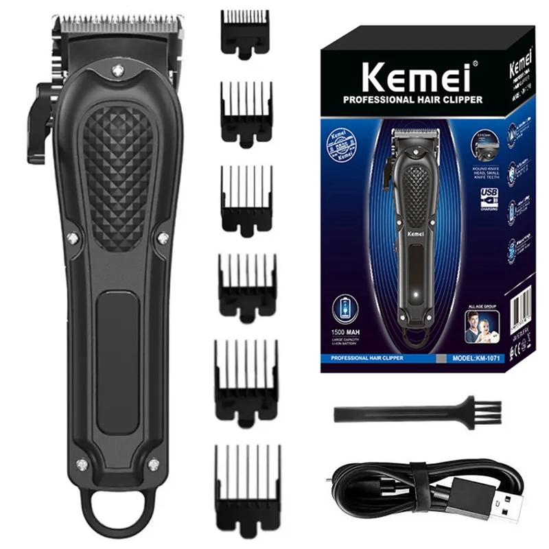 Kemei cordless professional hair clipper beard hair trimmer for men electric beard hair cutting kit machine rechargeable lithium