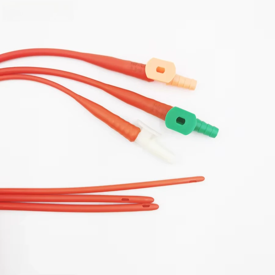 Medical Use All Sizes Red Color Disposable Reinforced  Latex Suction Catheter