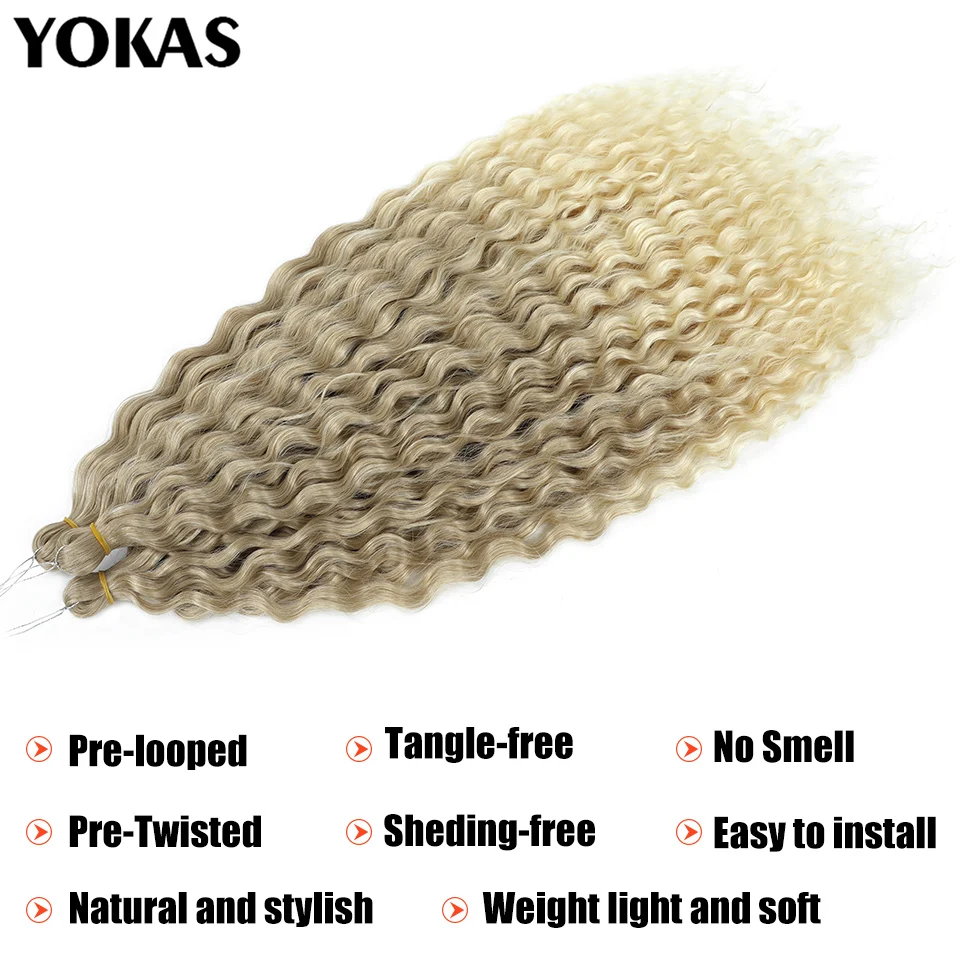 Extensions de cheveux au Crochet synthétique Ariel Curl eau bouclés tressage Extensions de cheveux pour femme Faux Locs Extensions de cheveux au Crochet