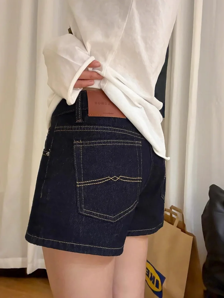 

American Retro High Waist Denim orts Women Summer Large Size Faion Loose Slimming Straight Leg Hot Pants Casual Zipper Wi...