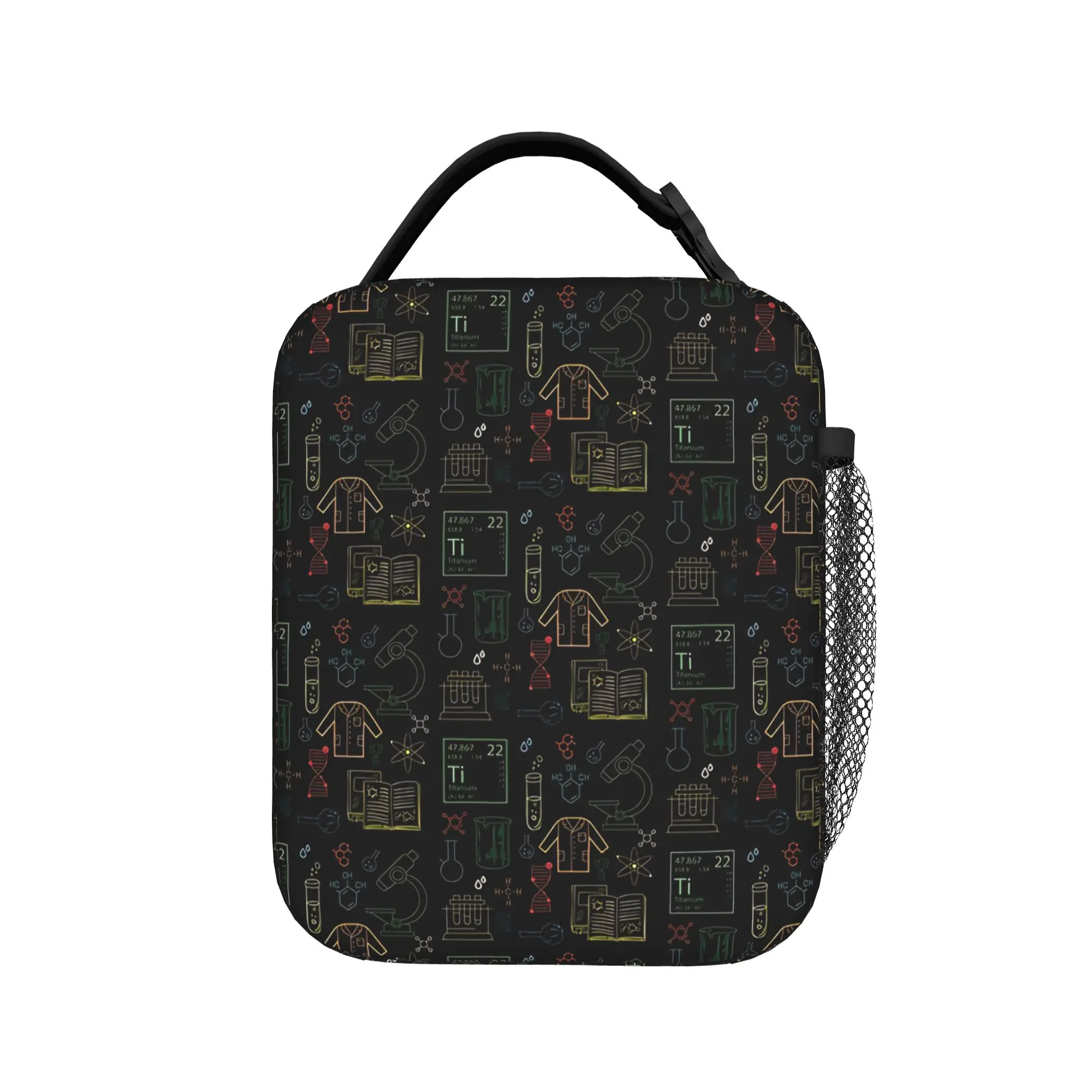 Chemistry Science Test Tubes Lab School Subject Lunch Bag Lunch Box For Men  Picnic Portable Zipper Cooler Bag Oxford Tote Bags