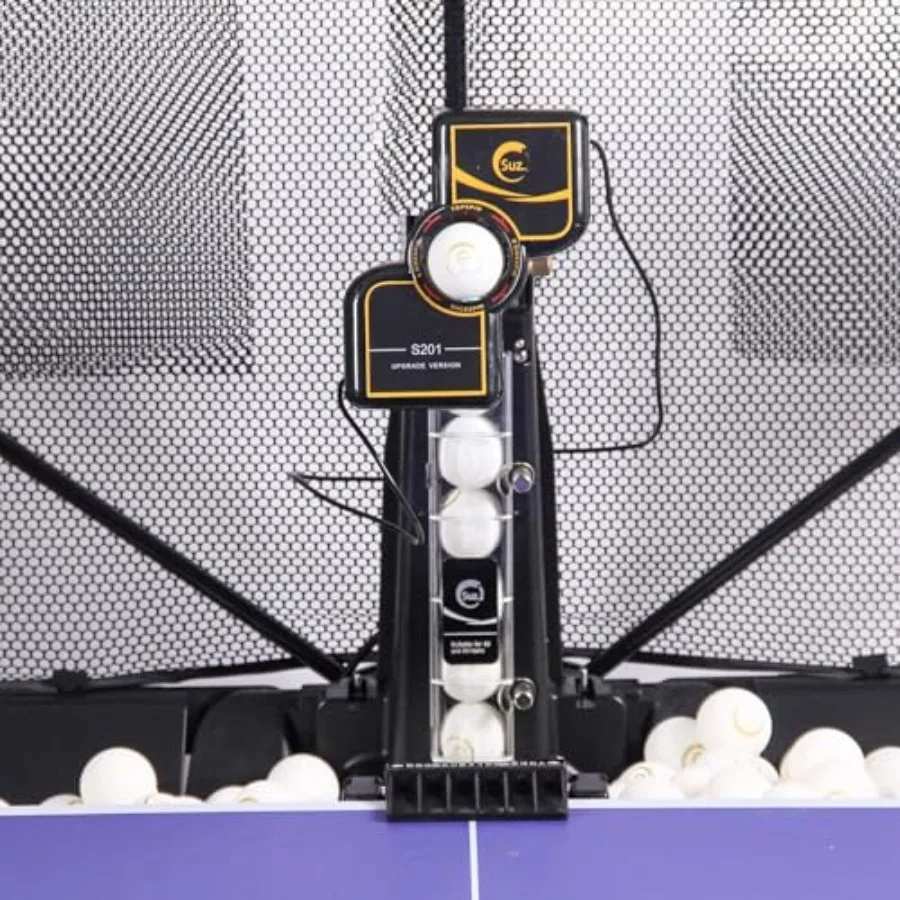 

Table Tennis Robot with Net for Training: ABS Plastic Black Automatic Ball Launching with 40mm+ Balls