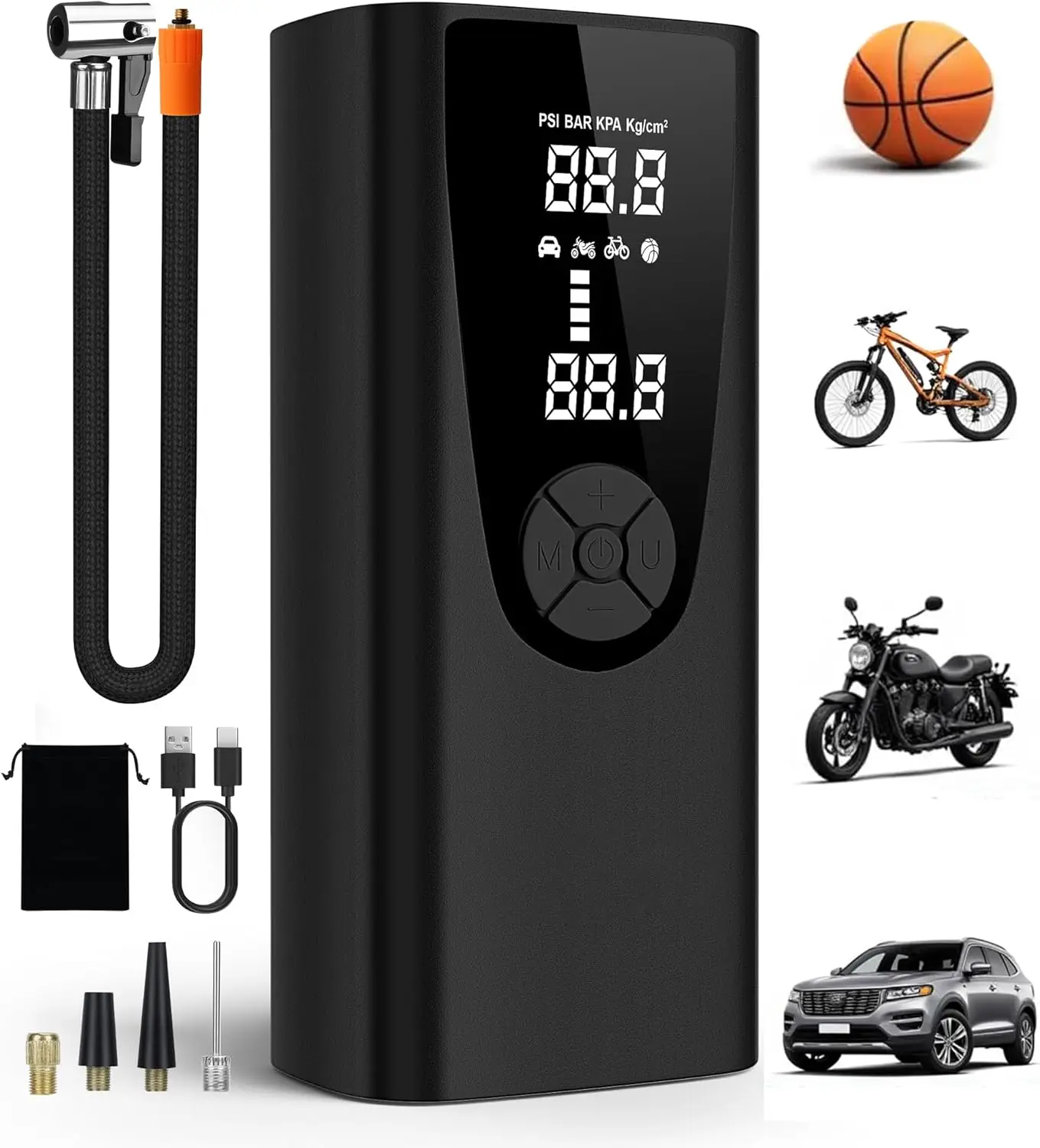 

Portable Air Compressor for Car Tires, 180PSI Cordless Electric Pump with Gauge and LED Light