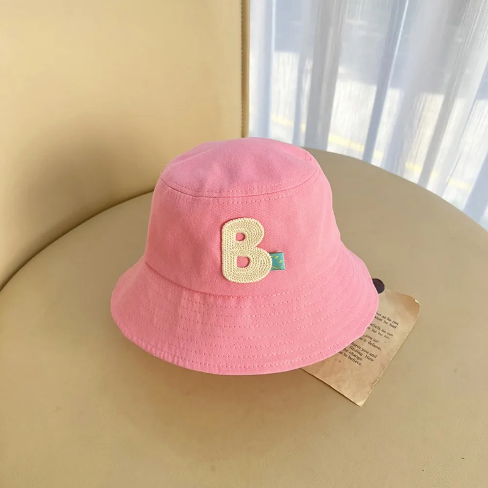 

Fashion Embroidery Letter Bucket Hat Cotton Sunshade Visors Sun Hat Solid Color Fisherman Hats 2-8Year Boy Girl
