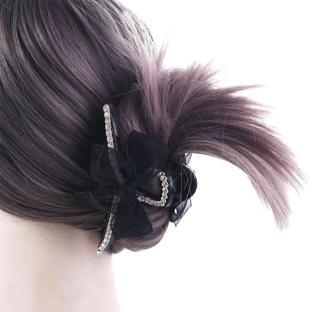 女性の気質ボウノットネット糸韓国ヘアアクセサリー髪爪グラブクリップヘアクリップ