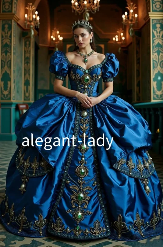 

Custom Victorian Blue Ball Gown Gorgeous Appliqué Vintage 18th Century Renaissance Evening Gown Civil War Era Dress