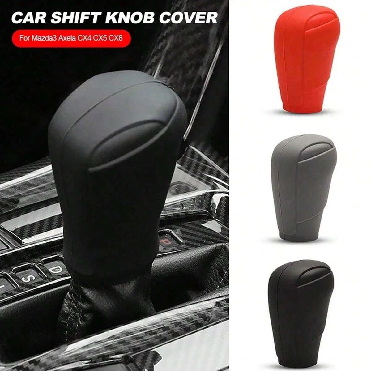 Silicone Car Case Gear Head Shift Collars Shift Knob Grips Cover Shift Lever Decor CarAccessories For Mazda3 Axela CX4 CX5 CX8