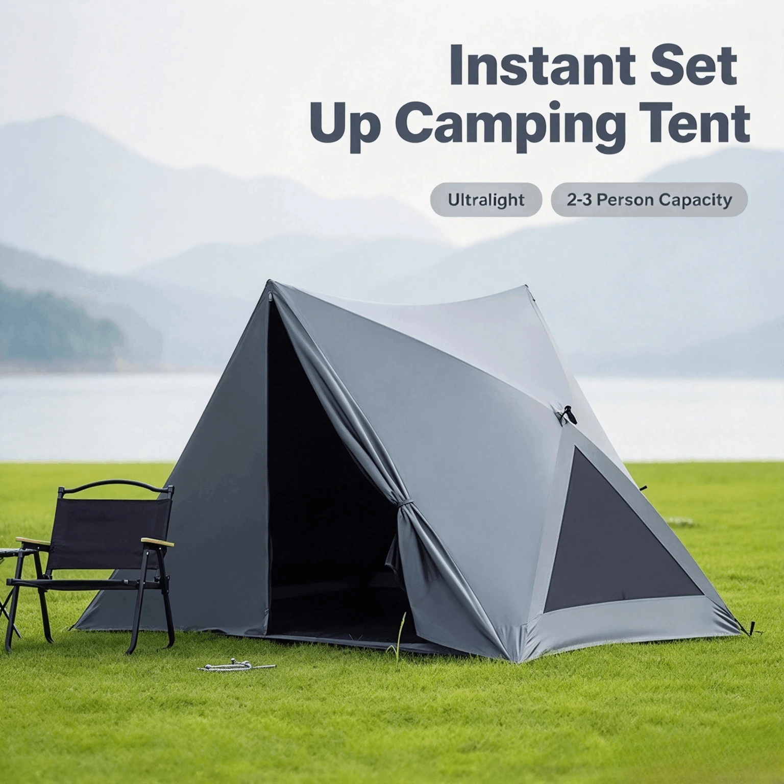 Pop Up Beach Tent Automatic Sun Shelter Triangle Ultralight Portable Camping Cabana 2-3 Person Instant Set Up
