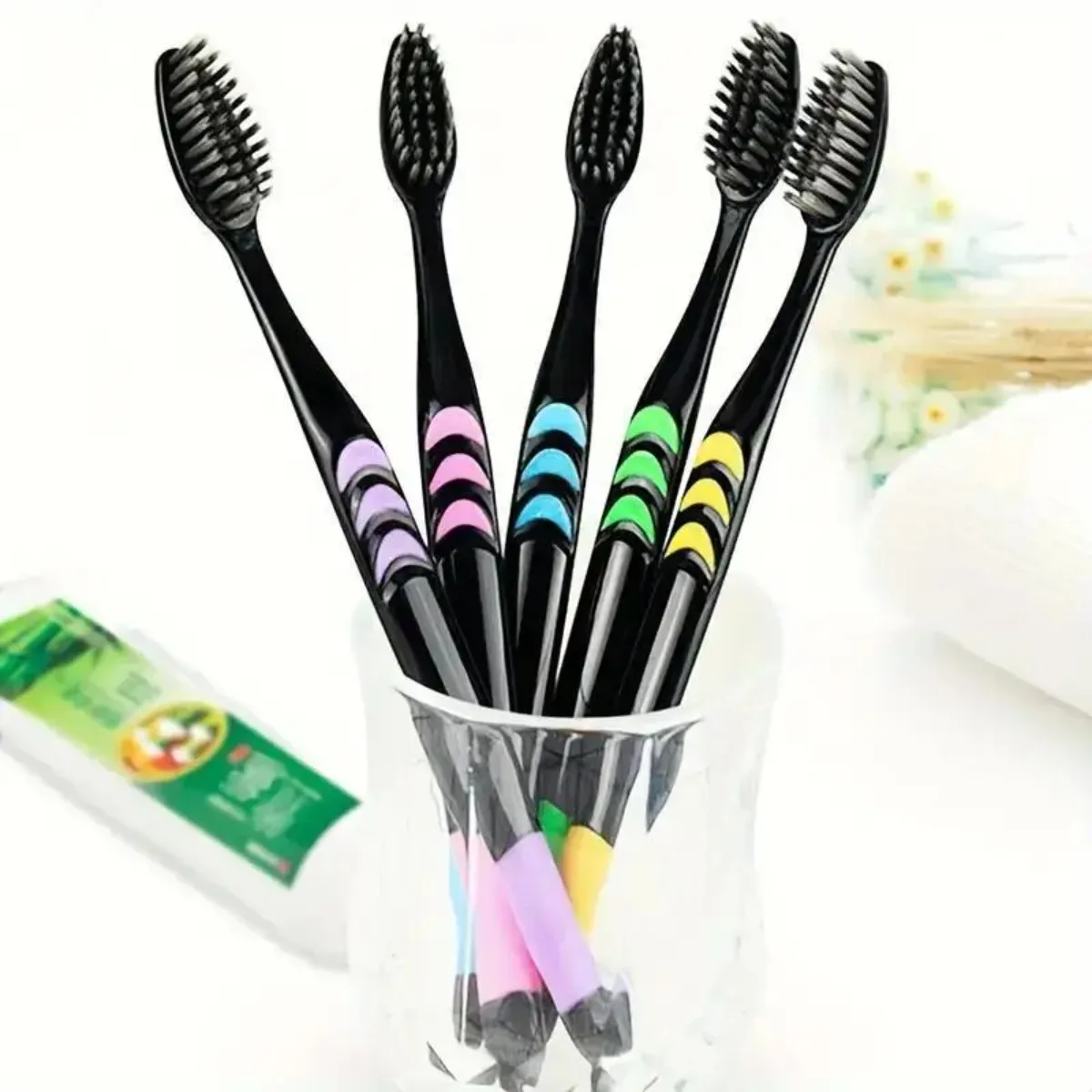 Bamboo Charcoal Nano Toothbrushes 10-20pcs Double Ultra Soft Toothbrush Dental Personal Teeth Brush Uses For Adult Toothbrush
