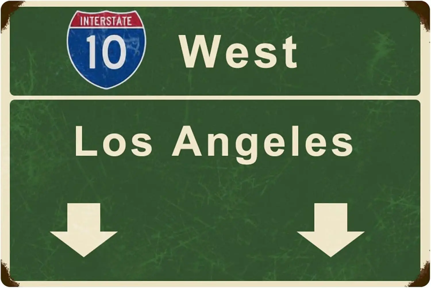 Ficoaew Metal Sign Retro West Los Angeles Interstate 10 Highway Direction Road Plaque Airport Bar Club Restaurant W