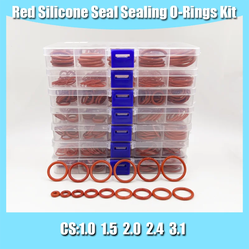 Red Silicone O Ring Set CS 1/1.5/2.0/2.4/3 VMQ Seal Sealing Washer O-Ring Washer Plumbing Gasket Oil Resistant High Temperature