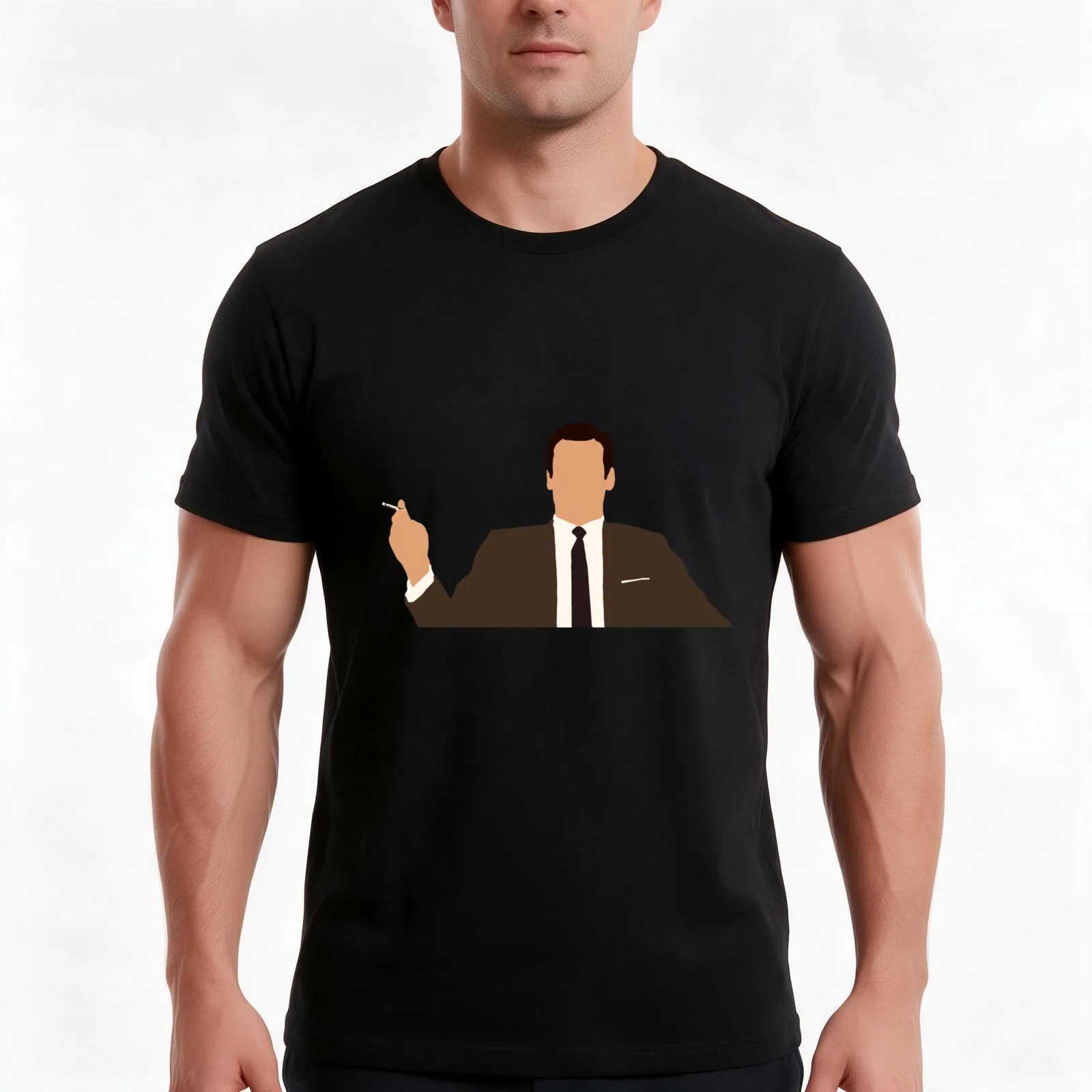 Don Draper T-Shirt, Summer Casual Cotton Tee, Oversized Streetwear Tops, Vintage Graphic Print, Loose Fit Short Sleeve