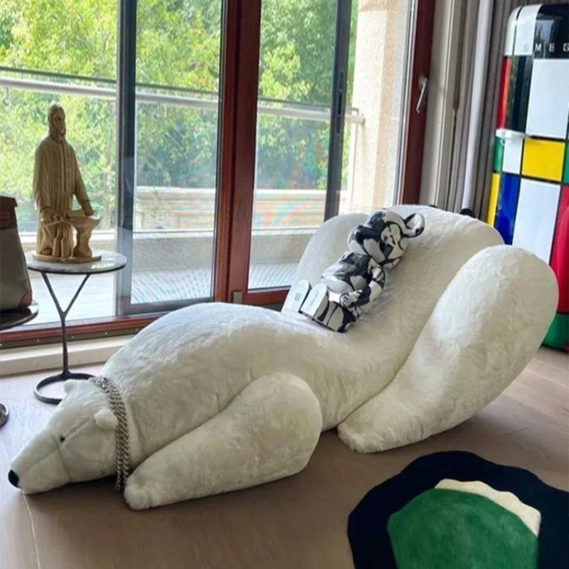 Sofa chair, cuddle bear lazy recliner, crouching bear art, animal lounge chair