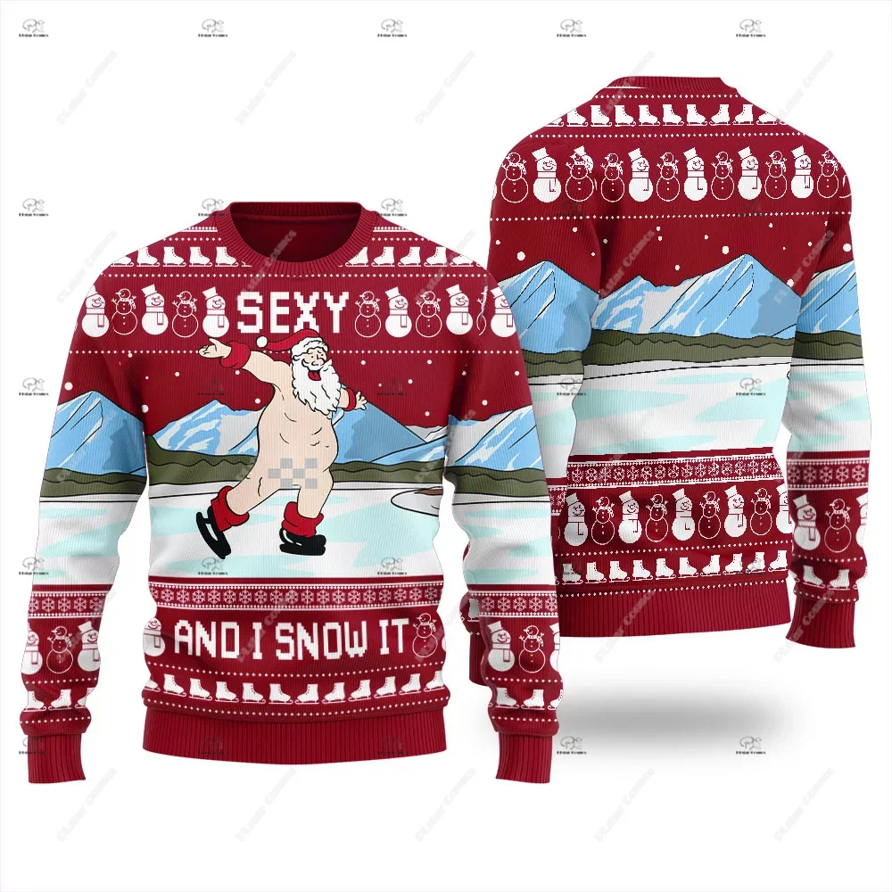 Christmas Santa Claus Pet Cat Knitted Ugly Sweater Graffiti Retro Vintage 3DPrint Pullover Harajuku Casual Funny Long Sleeves X4
