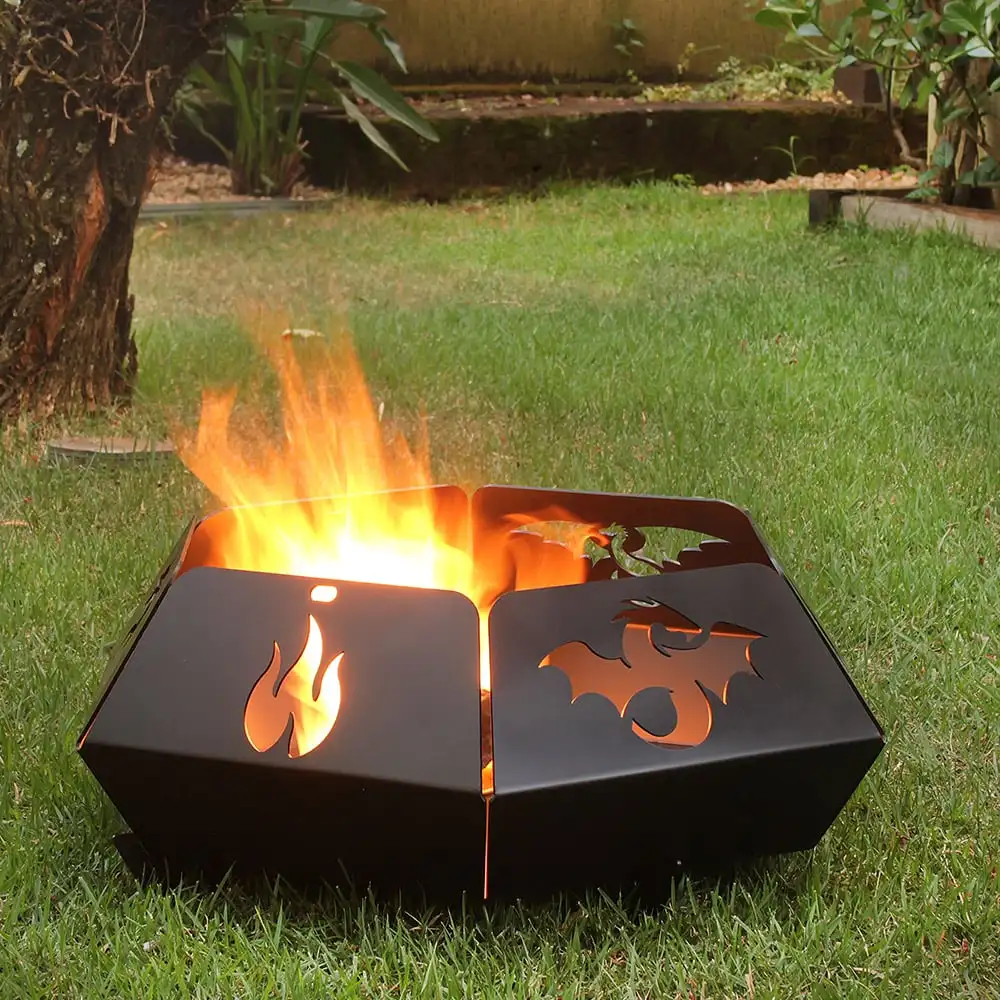 Dragon Fire Outdoor Lira-Toucher Fireplace for Garden-Steel