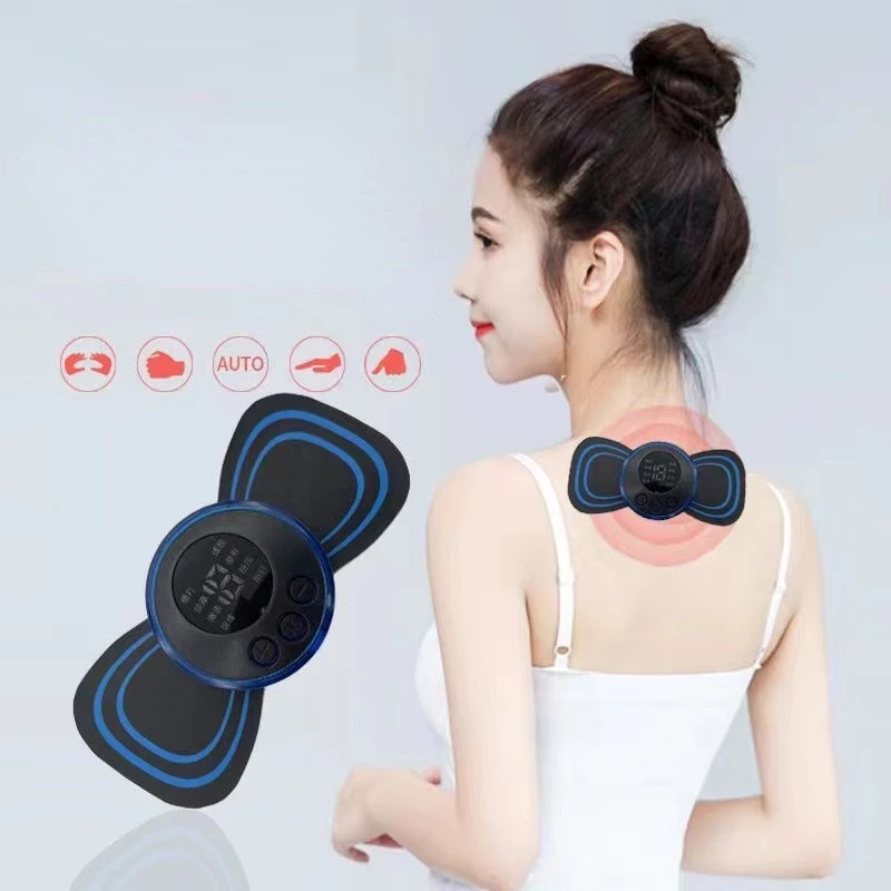 EMS Neck Massager Mini Cervical Back Muscle Pain Relief Patch Massageador Stimulator Mat Portable Leg Body Health Care Tool