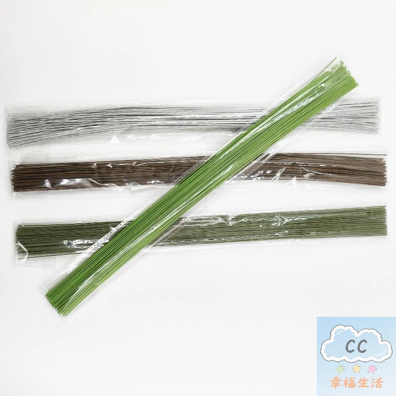 HUA HUA 100Pcs 40cm Floral Wire Stems Artificial Green Flower Stem DIY Floral Material Wire Stem Accessoies Wedding Home Decor