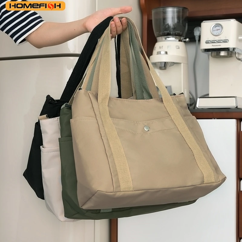 Bolsa Mensageira HOMEFISH de Grande Capacidade em Cor Sólida, Bolsa Casual de Nylon com Alça Ajustável e Removível