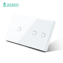 BSEED-interruptores táctiles de doble pared, Sensor de luz de 1 vía, Panel de cristal impermeable, estándar de la UE, retroiluminación azul, 3/4/5/6 entradas