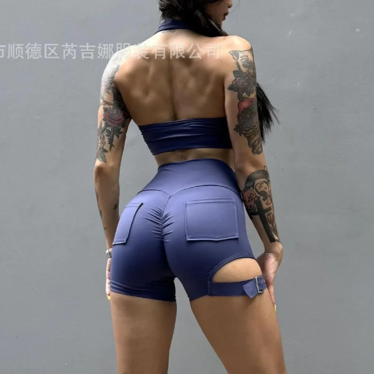 

Sexy Sports Underwear Women's High Elastic Neck Beauty Back Tool ing Pocket Fitness Yoga Shorts Adjustment Leg Ring